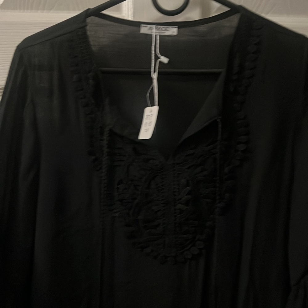 💝 Aimage Womans Coverup Black with Embroider Details NWT retail $39 - Picture 3 of 8